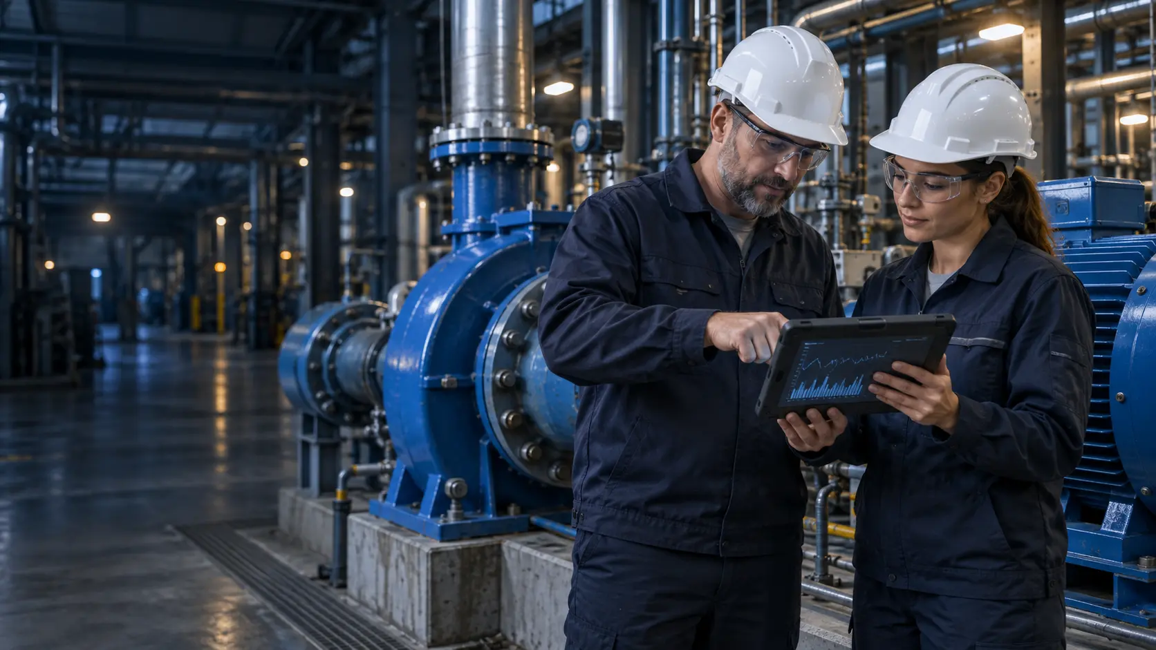 Predictive Maintenance Customer Support | Failure Prevention Associates Reliability team troubleshooting an industrial pump on site