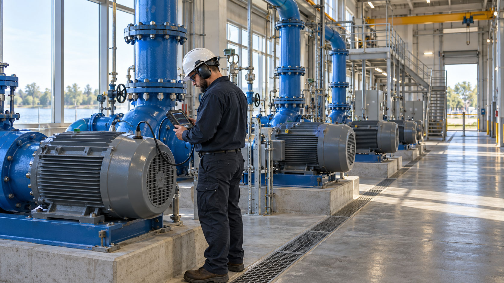 Vibration Checks | Failure Prevention Associates Technician checking pump vibration for machine failure symptoms